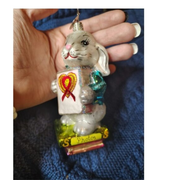 Christopher Radko A Shy Rabbit's Heart AIDS Awareness Ornament hand Blown glass - Picture 2 of 6